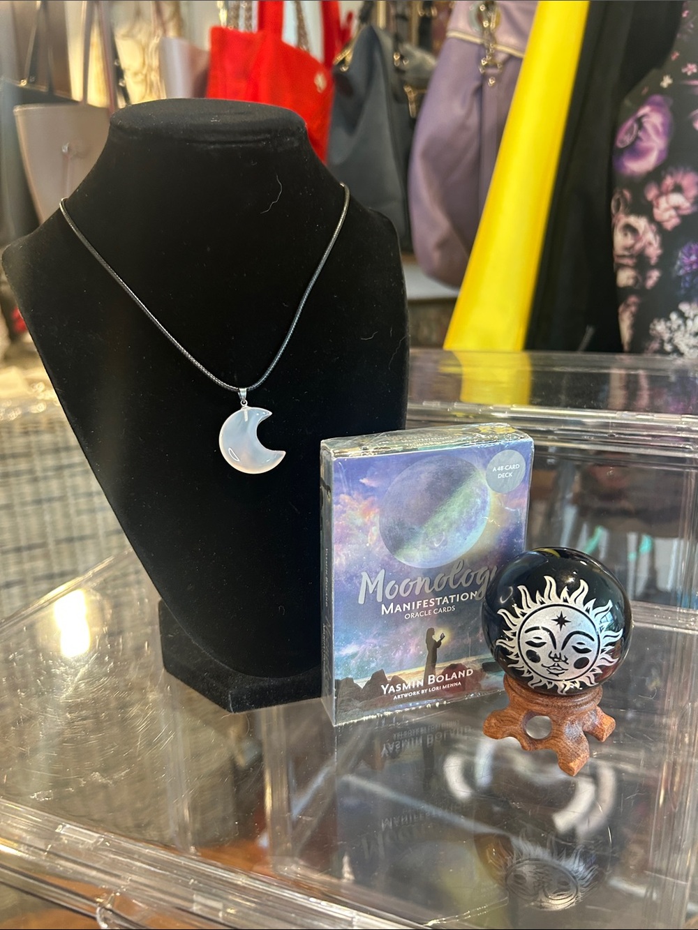 Moonology Manifestation Oracle Cards with Sea Opal Moon Pendant & Sphere NWT - Picture 2 of 4